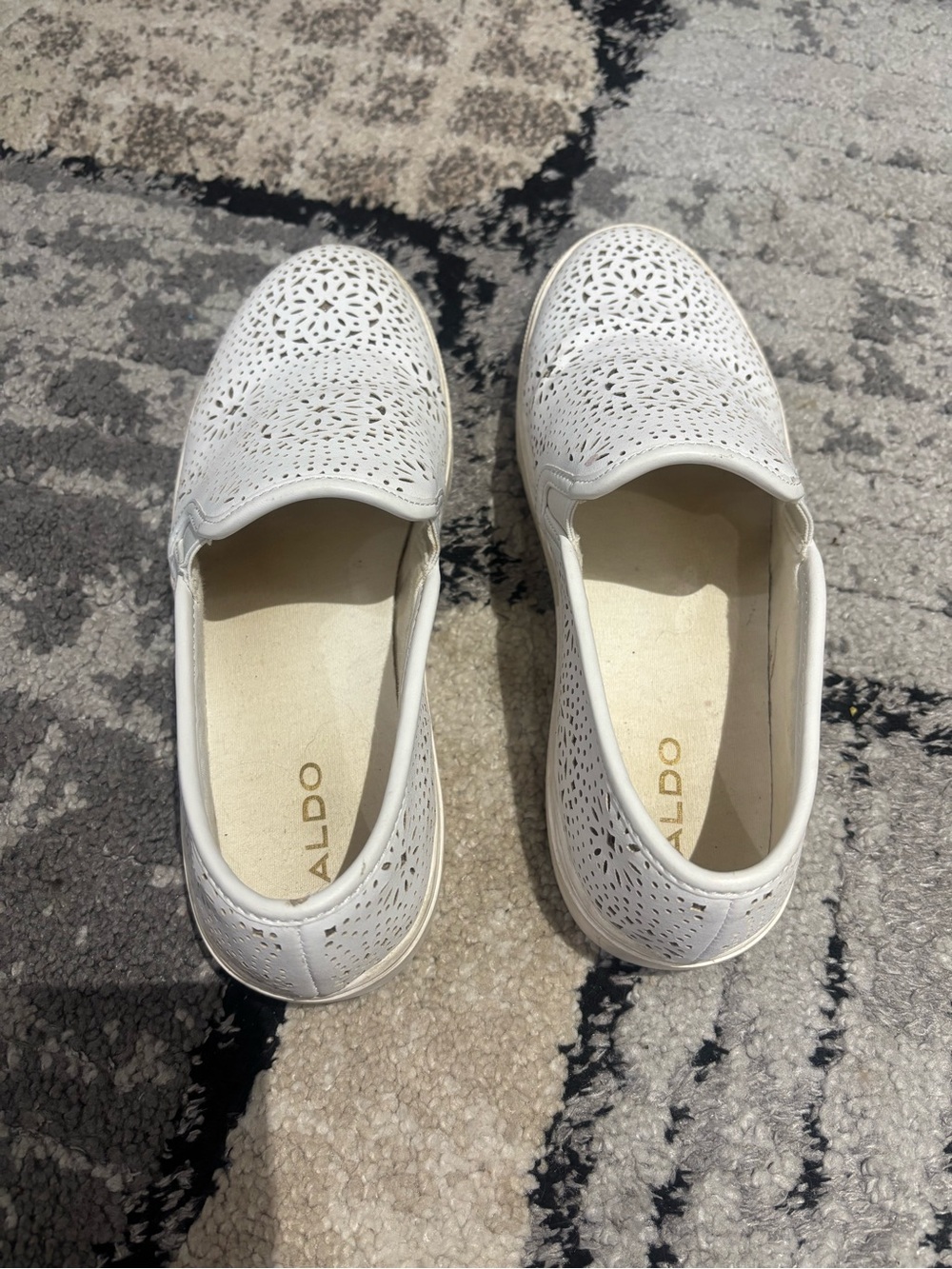 ALDO cream/gold Alavyan laser cut slip on sneakers